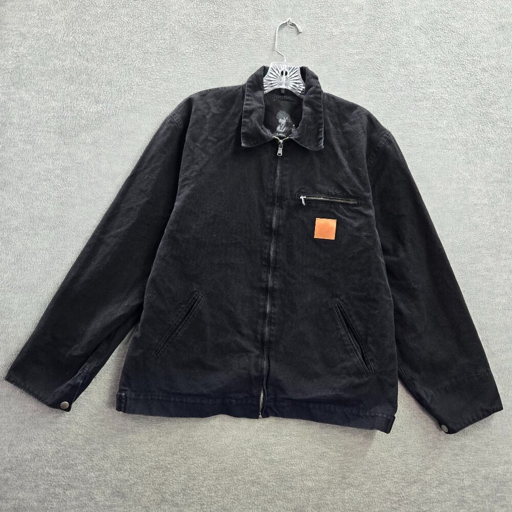 Derschutze Men Jacket Large‎ Black Canvas Mesh Lined Airplane Embroidered